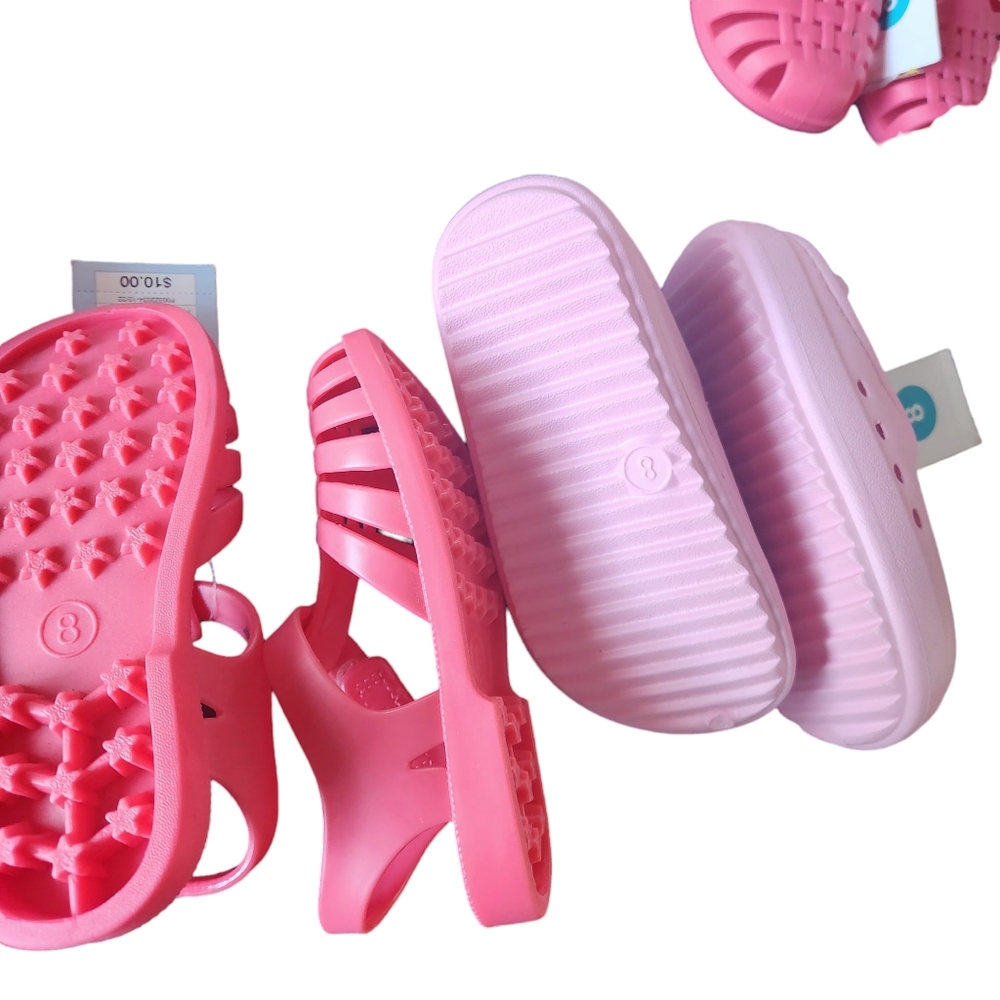 Kids Girls Cat And Jack Kids Lot Of 3 Pair Pink Sandals Shoes Cat & Jack  Size 8 - Picture 2 of 5